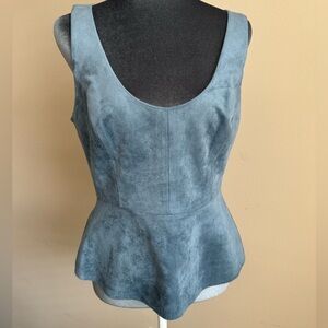BCBGMaxAzria Slate Blue Suede-Effect Peplum Camisole NWOT Size M